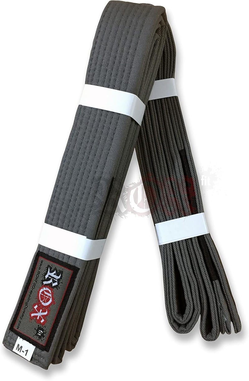 Roxfit BJJ Belt Kids Size - Adult Size Brazilian Jiu-Jitsu Belt 100% Cotton Durable Lightweight Design BJJ Gi Belts Grey - Image 1